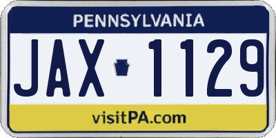 PA license plate JAX1129