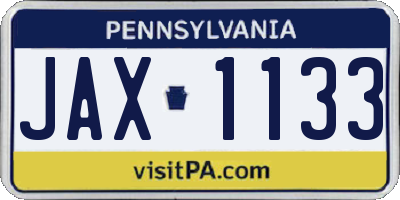 PA license plate JAX1133