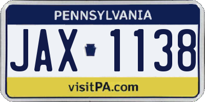 PA license plate JAX1138