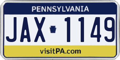 PA license plate JAX1149