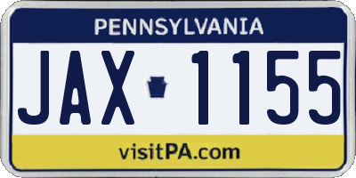 PA license plate JAX1155