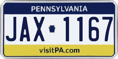 PA license plate JAX1167