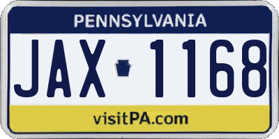 PA license plate JAX1168