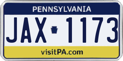 PA license plate JAX1173