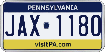 PA license plate JAX1180