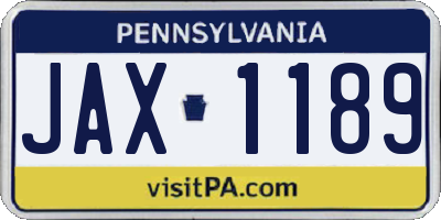 PA license plate JAX1189