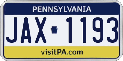 PA license plate JAX1193