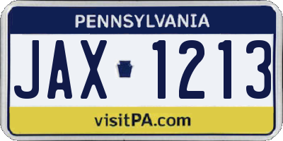PA license plate JAX1213
