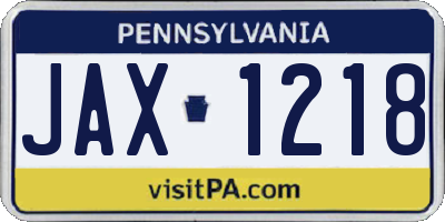 PA license plate JAX1218