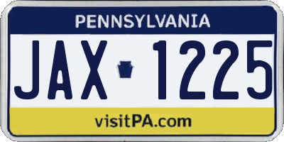 PA license plate JAX1225