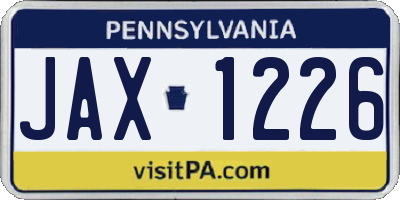 PA license plate JAX1226