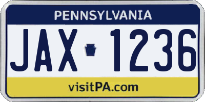 PA license plate JAX1236
