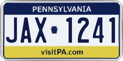 PA license plate JAX1241