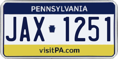 PA license plate JAX1251