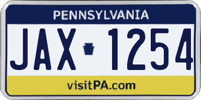 PA license plate JAX1254
