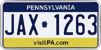 PA license plate JAX1263