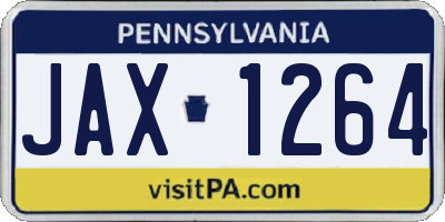 PA license plate JAX1264