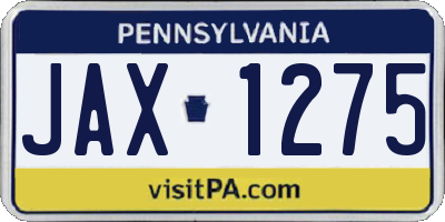PA license plate JAX1275