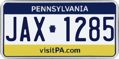 PA license plate JAX1285