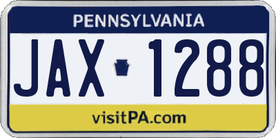 PA license plate JAX1288