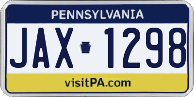 PA license plate JAX1298