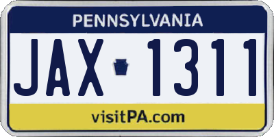 PA license plate JAX1311