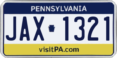 PA license plate JAX1321