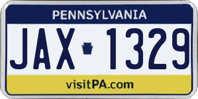 PA license plate JAX1329