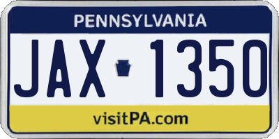 PA license plate JAX1350