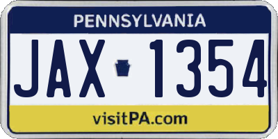 PA license plate JAX1354