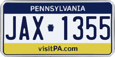 PA license plate JAX1355