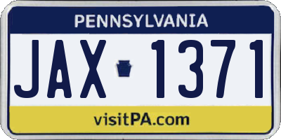 PA license plate JAX1371