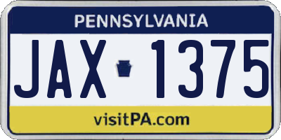PA license plate JAX1375