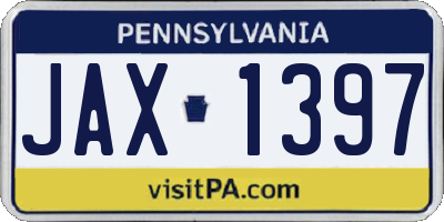 PA license plate JAX1397