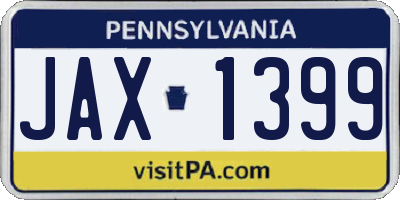 PA license plate JAX1399