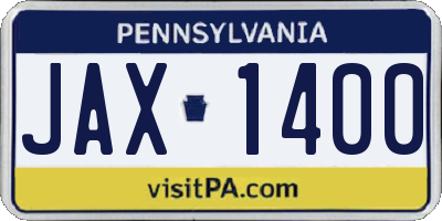 PA license plate JAX1400