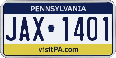 PA license plate JAX1401