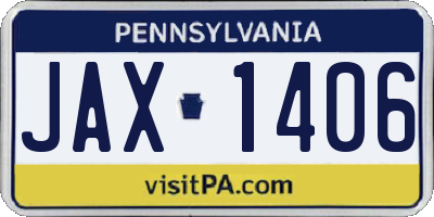 PA license plate JAX1406