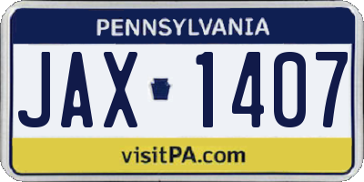 PA license plate JAX1407