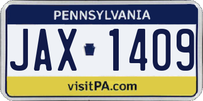 PA license plate JAX1409
