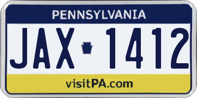 PA license plate JAX1412