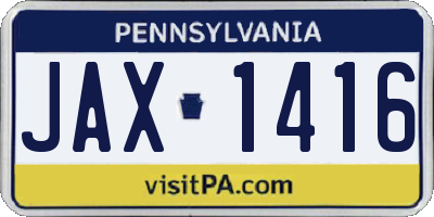 PA license plate JAX1416