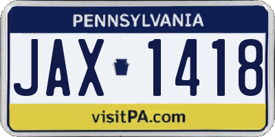 PA license plate JAX1418