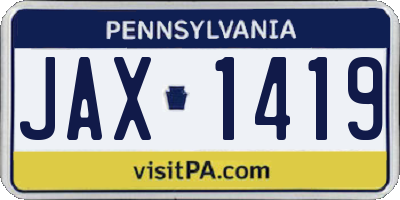 PA license plate JAX1419