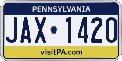 PA license plate JAX1420