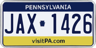 PA license plate JAX1426