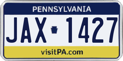 PA license plate JAX1427