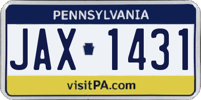 PA license plate JAX1431