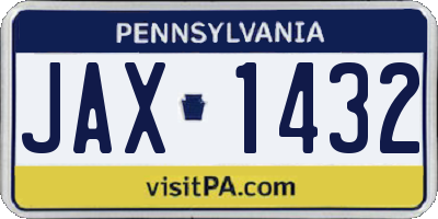 PA license plate JAX1432