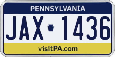 PA license plate JAX1436